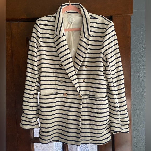 Joie NWOT Nautical Striped Boucle Sweater Knit Oversized Boyfriend Blazer Jacket - Picture 7 of 15